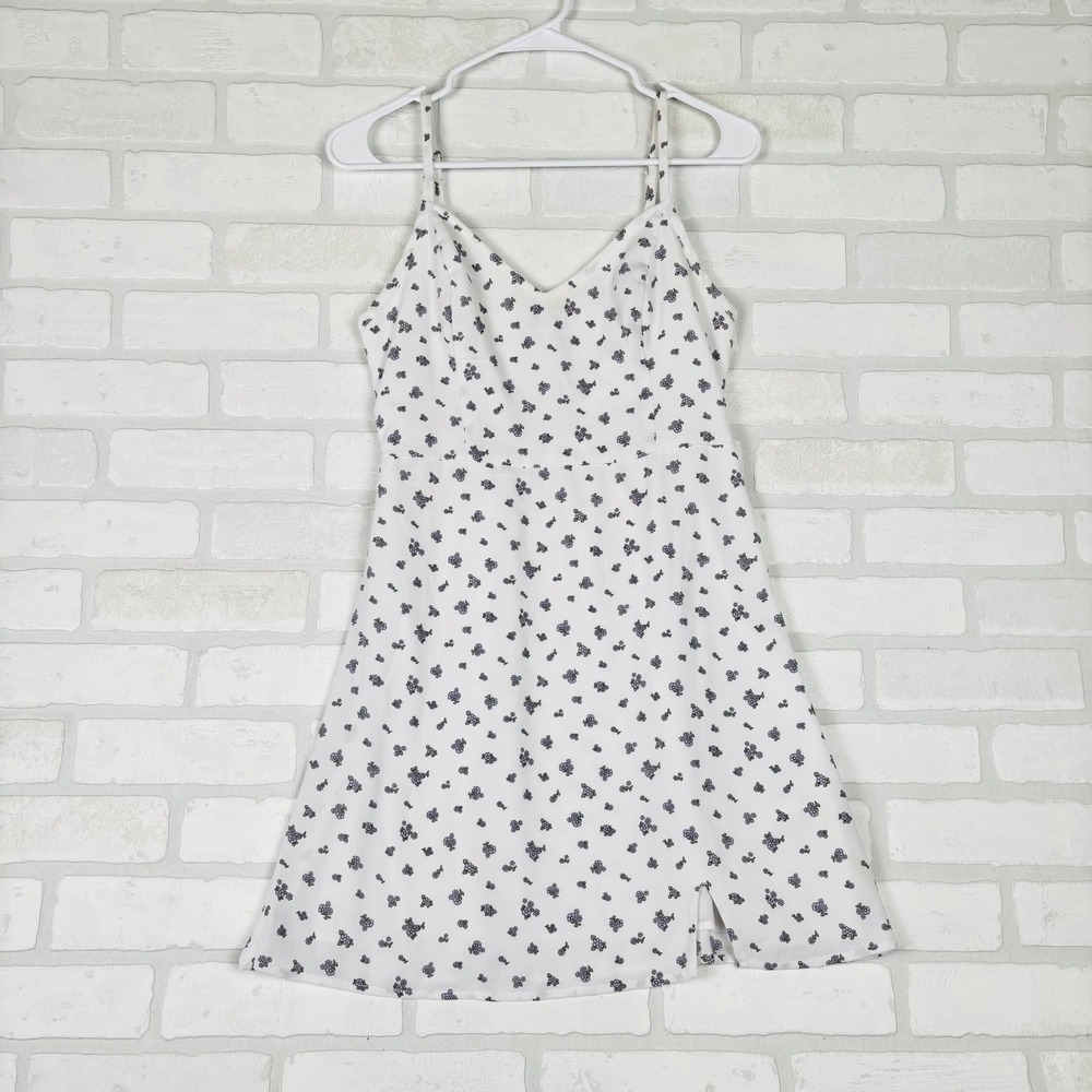 Hollister White Purple Floral V-Neck Smocked Mini Dress Womens Size M